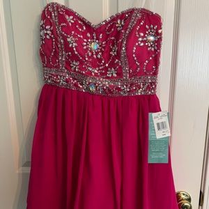 Hot Pink Bejeweled Mini Dress, Size 11. Prom, Formal, Homecoming